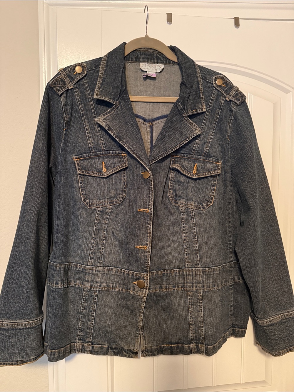 Casual Corner Dark Blue Denim Jacket with Epaulettes